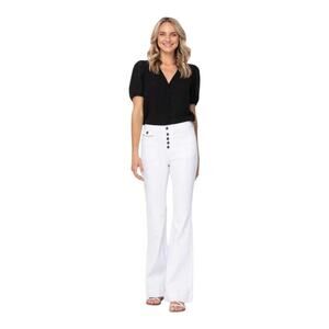 Judy Blue White Flare Jeans Women’s Plus Size 24W High Rise Pocket Button